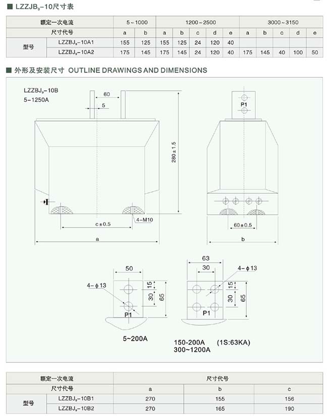 LZZBJ9-10(A、B、C)（A1G）型全封闭电流互感器 